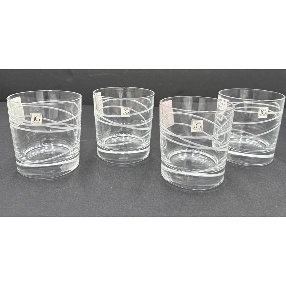 4 LOWBALL OLD FASHIONED Whiskey‎ Crystal D'Arques JG Durand Glasses Etched Glass